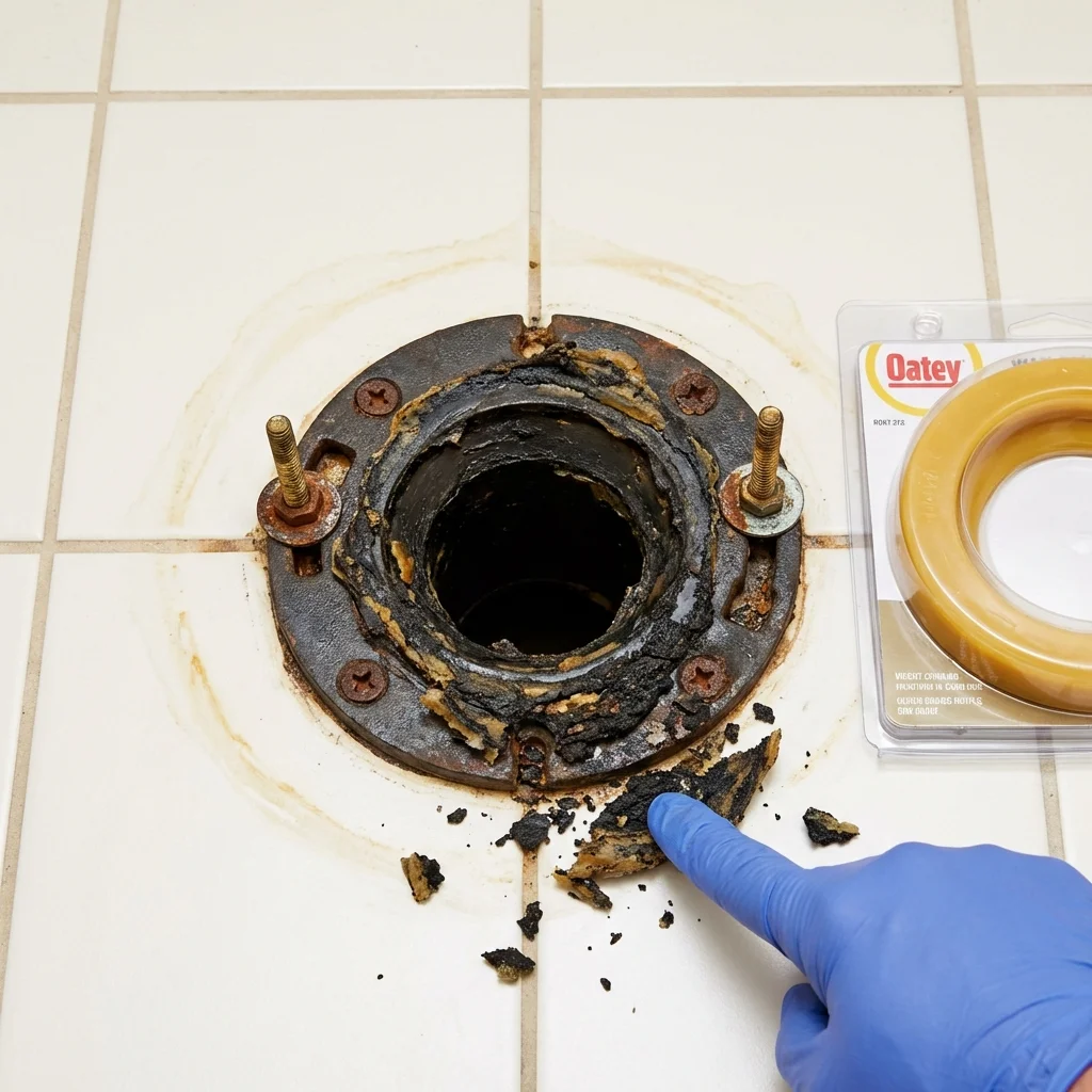 Failed wax ring showing water seepage at the base of a toilet in a Hayden, AL home